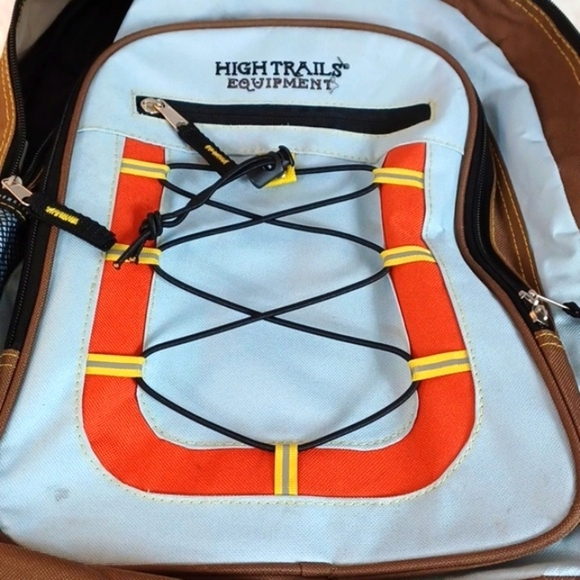 High Trails Equipment Y2K Brown Blue Hiking Back Pack - Picture 5 of 7